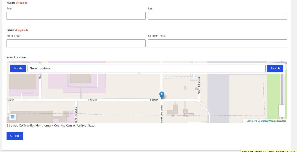 Gravity Forms Geolocation ,Map Field, With Free map service