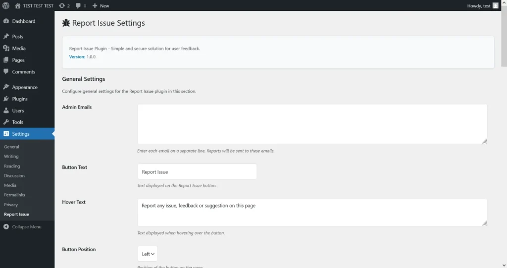 WordPress Report Issue Plugin - Secure User Feedback Collection with File Upload & reCAPTCHA