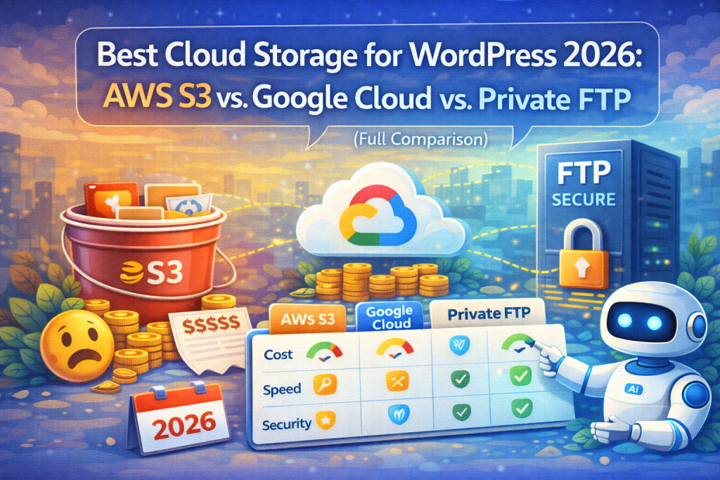 Best Cloud Storage for WordPress 2026 AWS S3 vs. Google Cloud vs. Private FTP Full Comparison