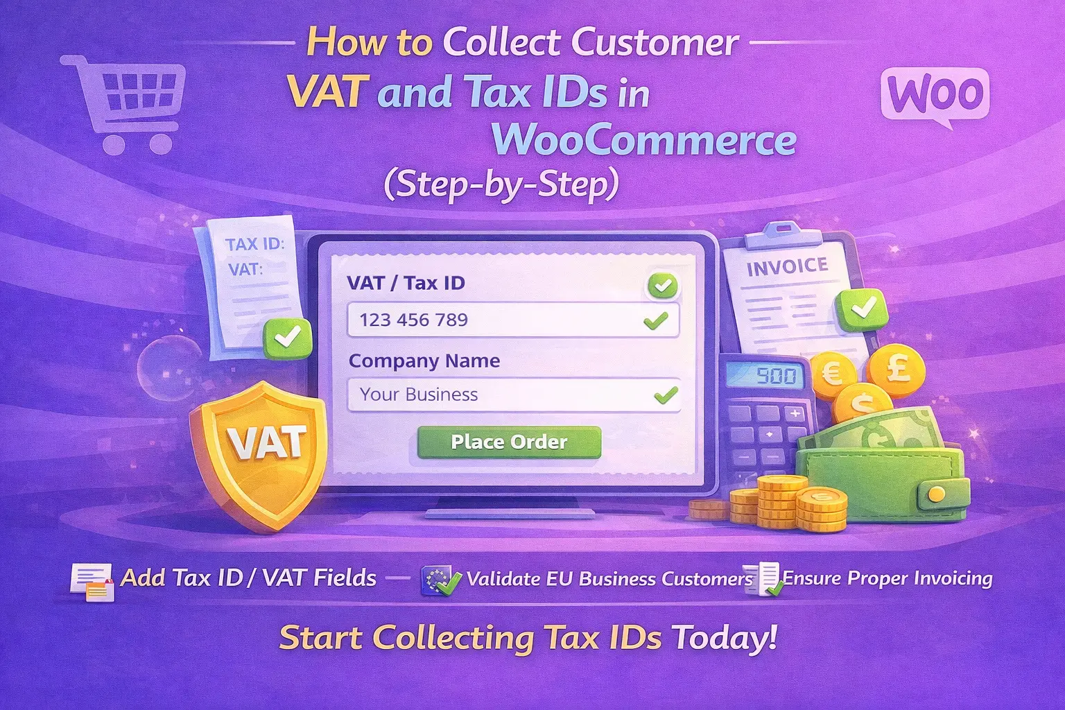 How to Collect Customer VAT and Tax IDs in WooCommerce (Step-by-Step) 1 How to collect customer VAT numbers and tax IDs in WooCommerce – step by step guide for B2B stores needing to capture EU VAT numbers, US tax IDs, ABN and other tax registration numbers at checkout in 2026