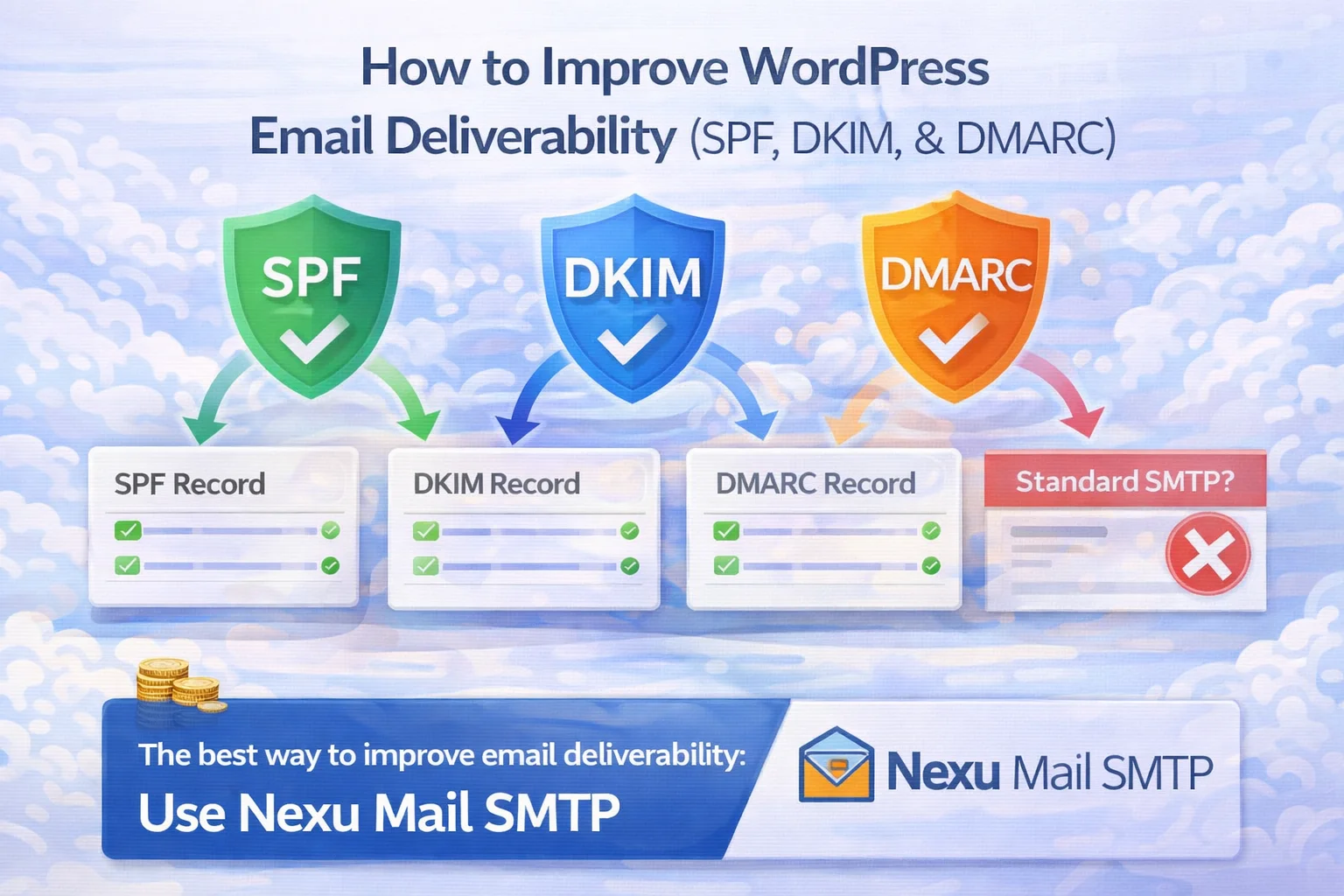 How to Improve WordPress Email Deliverability (SPF, DKIM, & DMARC) 1 How to improve WordPress email deliverability with SPF DKIM and DMARC DNS records – complete guide to email authentication for WordPress sites in 2026