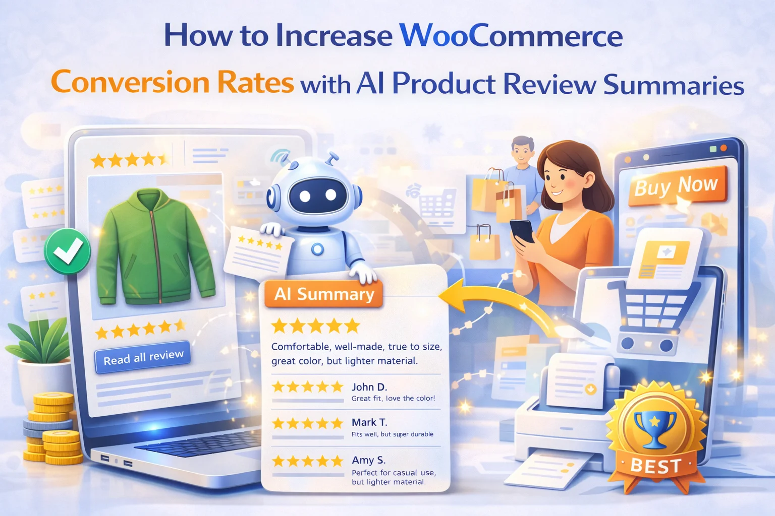How to Increase WooCommerce Conversion Rates with AI Product Review Summaries 1 How to increase WooCommerce conversion rates with AI product review summaries - guide to reducing decision fatigue and improving add-to-cart rates using automated review intelligence