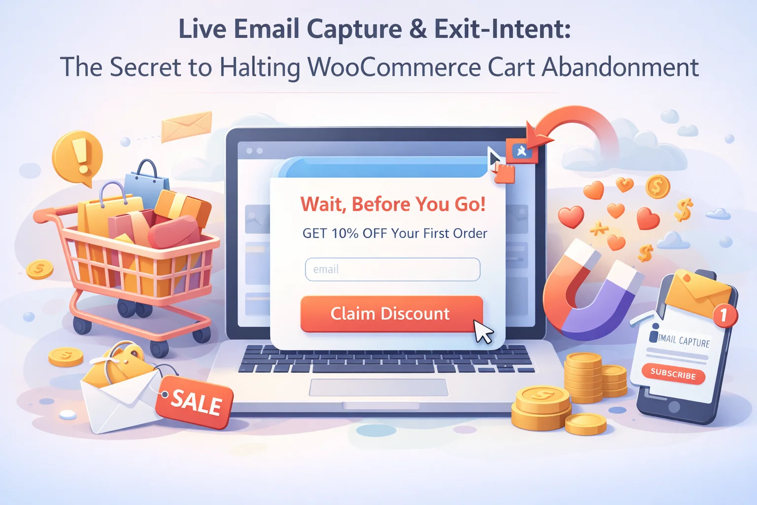 Live Email Capture & Exit-Intent: The Secret to Halting WooCommerce Cart Abandonment 1 Live email capture and exit-intent strategies to stop WooCommerce cart abandonment – conversion optimization guide for WooCommerce store owners 2026