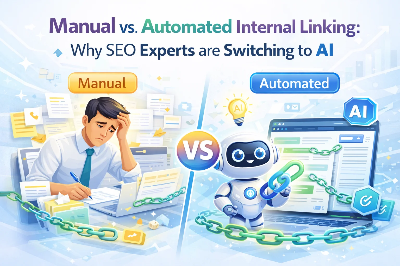 Manual vs automated internal linking – why SEO experts are switching to AI for WordPress internal link building in 2026