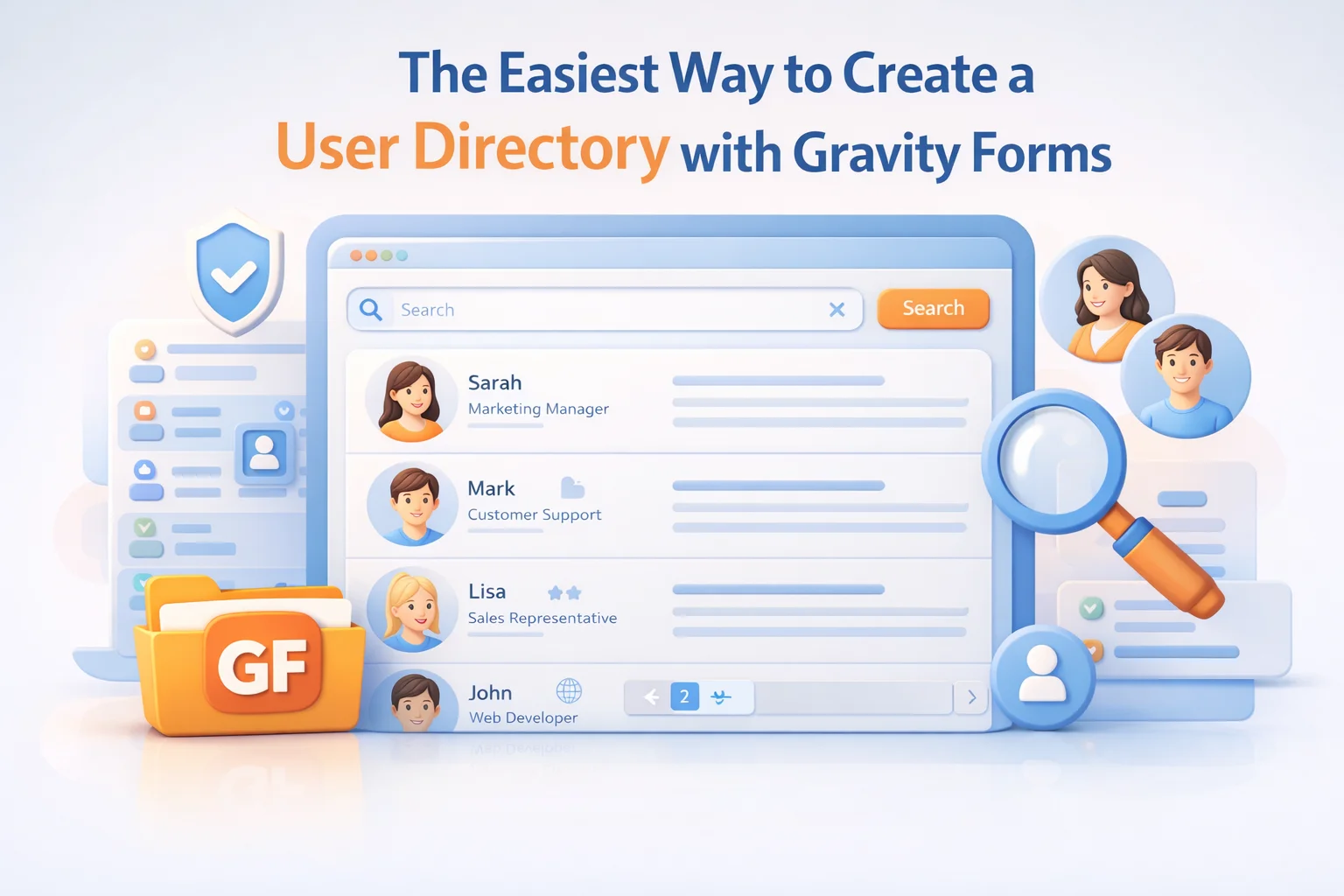 Easiest way to create a user directory with Gravity Forms in WordPress showing member profiles and searchable directory frontend 2026