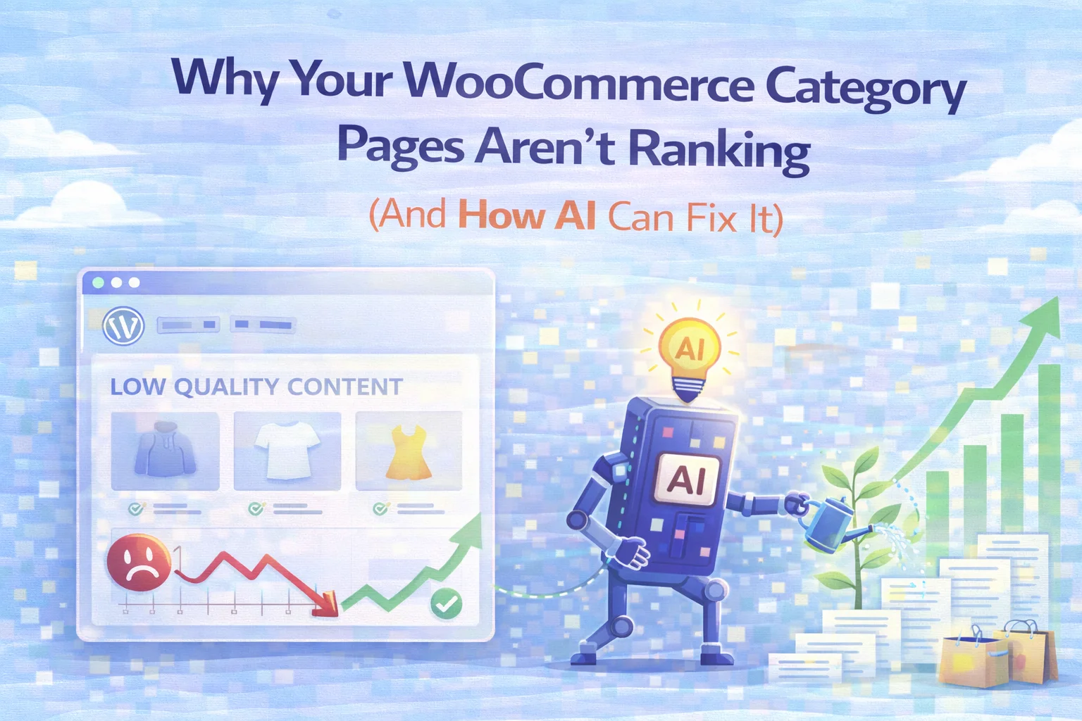 Why WooCommerce category pages aren't ranking in Google – diagnosing and fixing the most common SEO problems including thin content, missing keywords, no structured data, and poor page structure in 2026