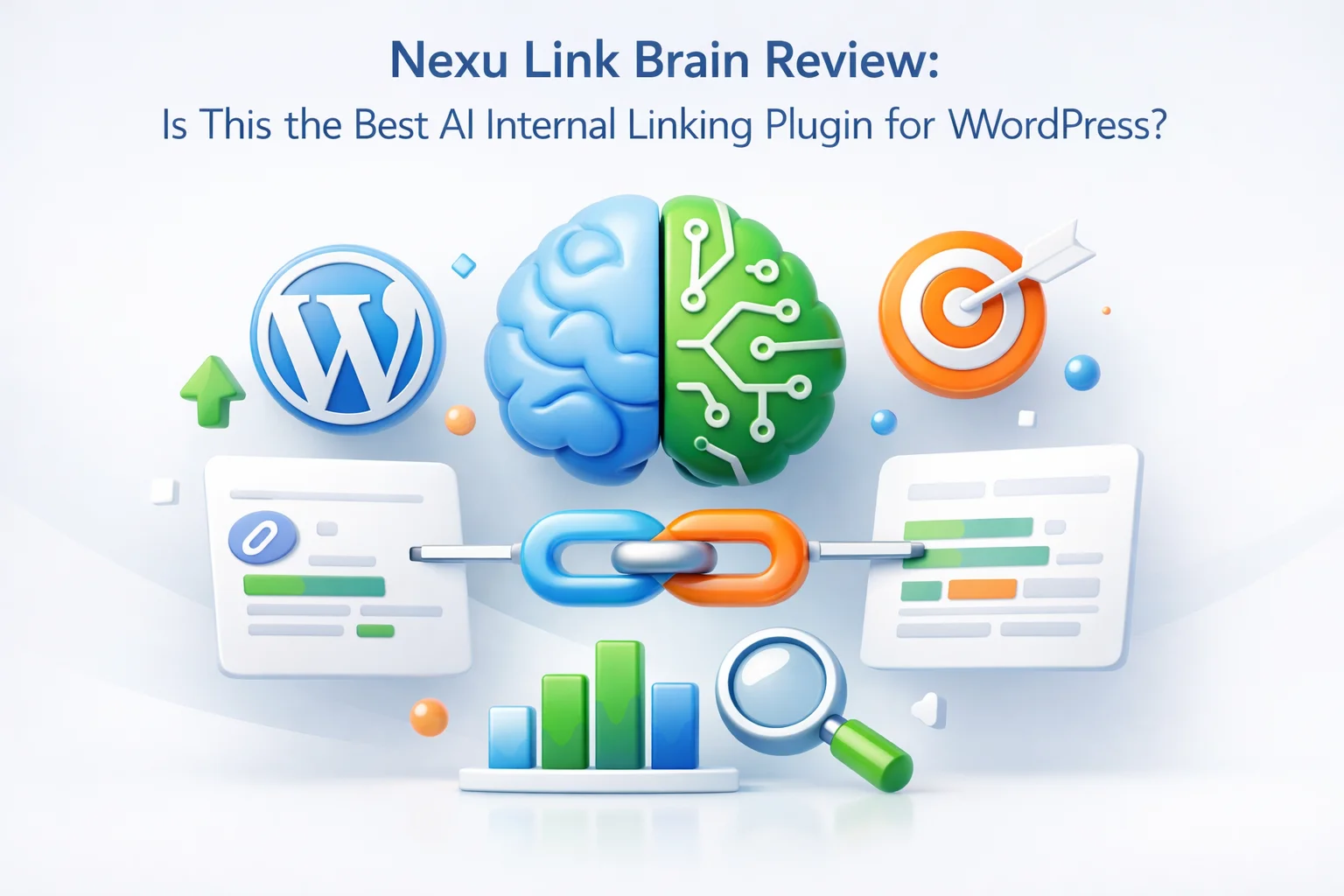 Nexu Link Brain review – AI internal linking plugin for WordPress showing automated semantic link suggestions, bulk linker, and site-wide SEO interlinking dashboard 2026
