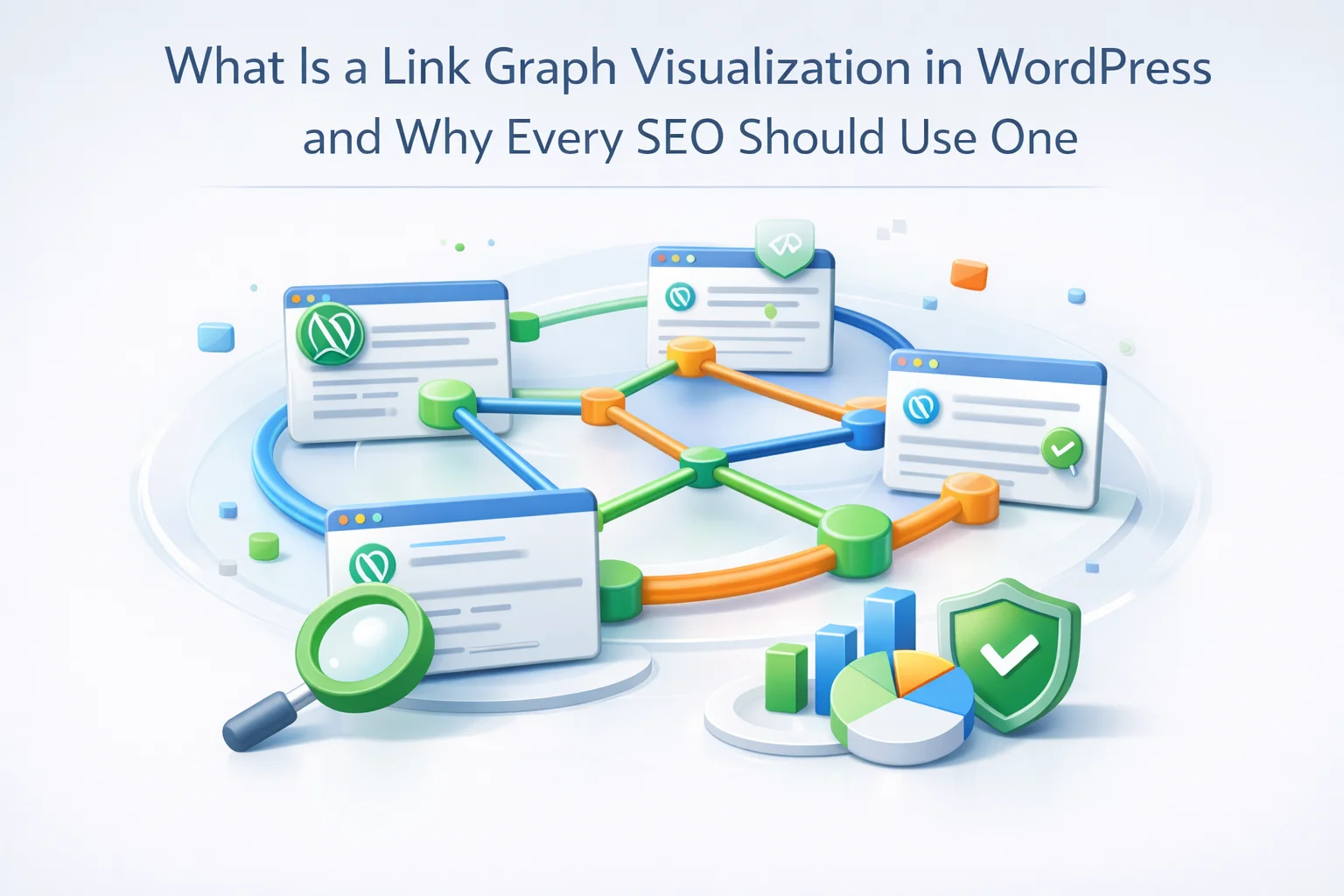 What Is a Link Graph Visualization in WordPress and Why Every SEO Should Use One 1 WordPress link graph visualization showing internal site architecture as interactive node network with hub pages topic clusters and isolated orphan nodes for SEO diagnosis and optimization 2026