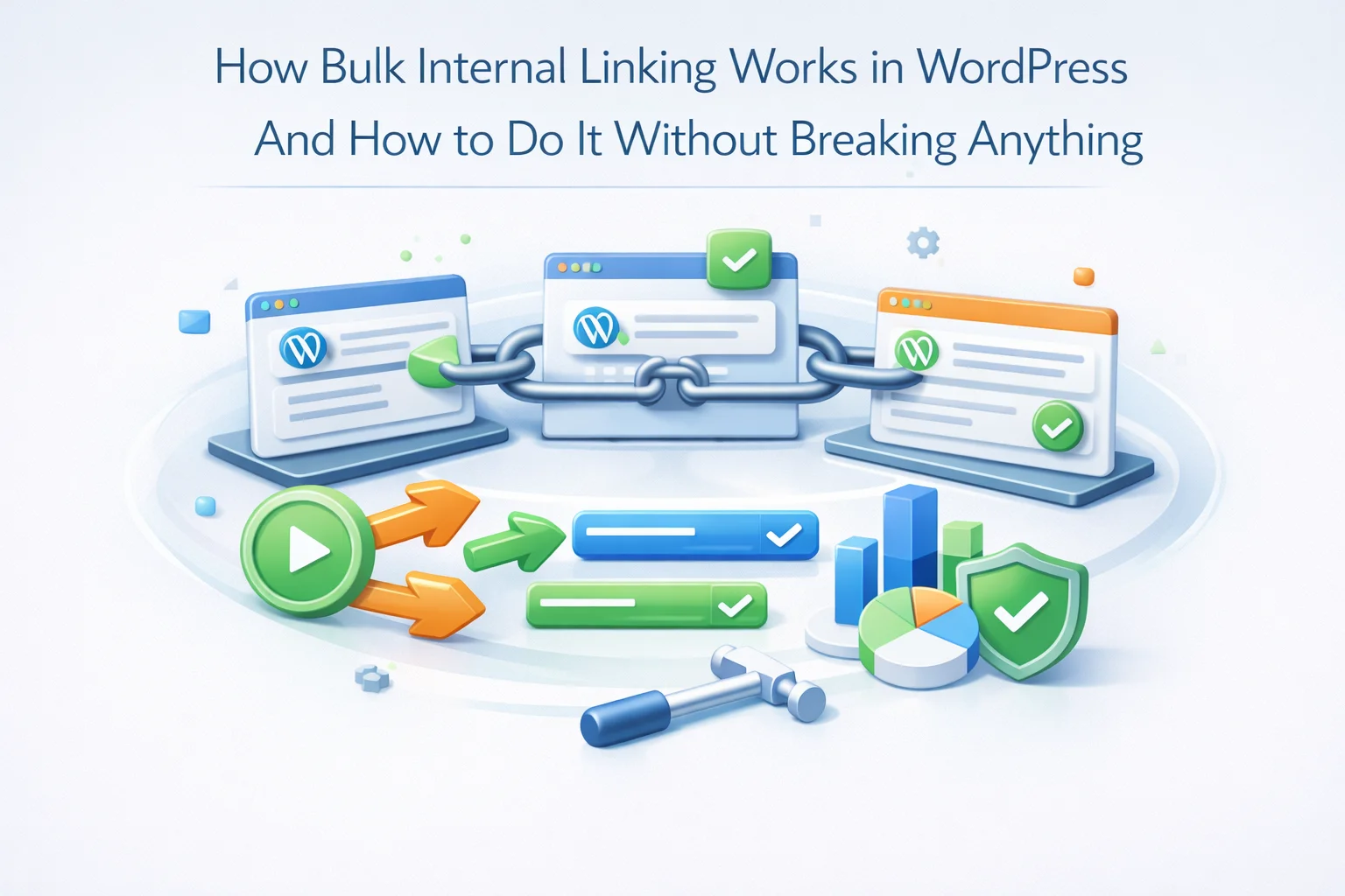 How Bulk Internal Linking Works in WordPress And How to Do It Without Breaking Anything 1 How bulk internal linking works in WordPress showing AI-powered batch analysis process that creates hundreds of semantically relevant internal links across an established site archive safely and efficiently 2026