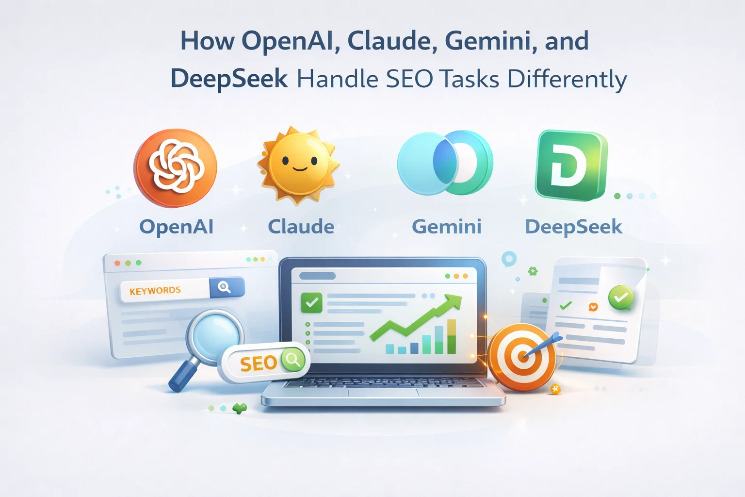 Technical comparison of OpenAI GPT-4 Claude Anthropic Google Gemini and DeepSeek AI models for WordPress SEO tasks and internal linking automation 2026