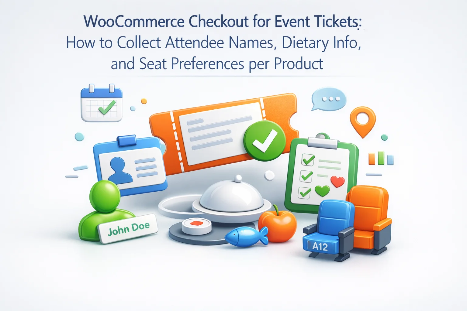 WooCommerce Checkout for Event Tickets:How to Collect Attendee Names, Dietary Info, and Seat Preferences per Product 1 WooCommerce event ticket checkout – how to collect attendee names, dietary requirements, and seat preferences per product using per-product checkout fields