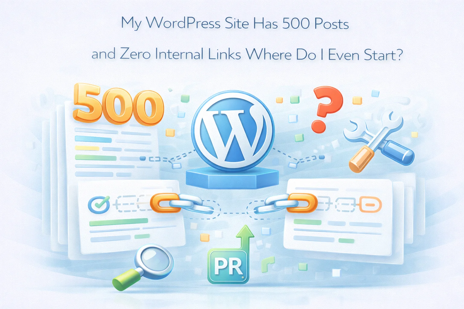 WordPress site with 500 posts and zero internal links showing where to start with a prioritized 90-day action plan for internal linking recovery using AI automation 2026