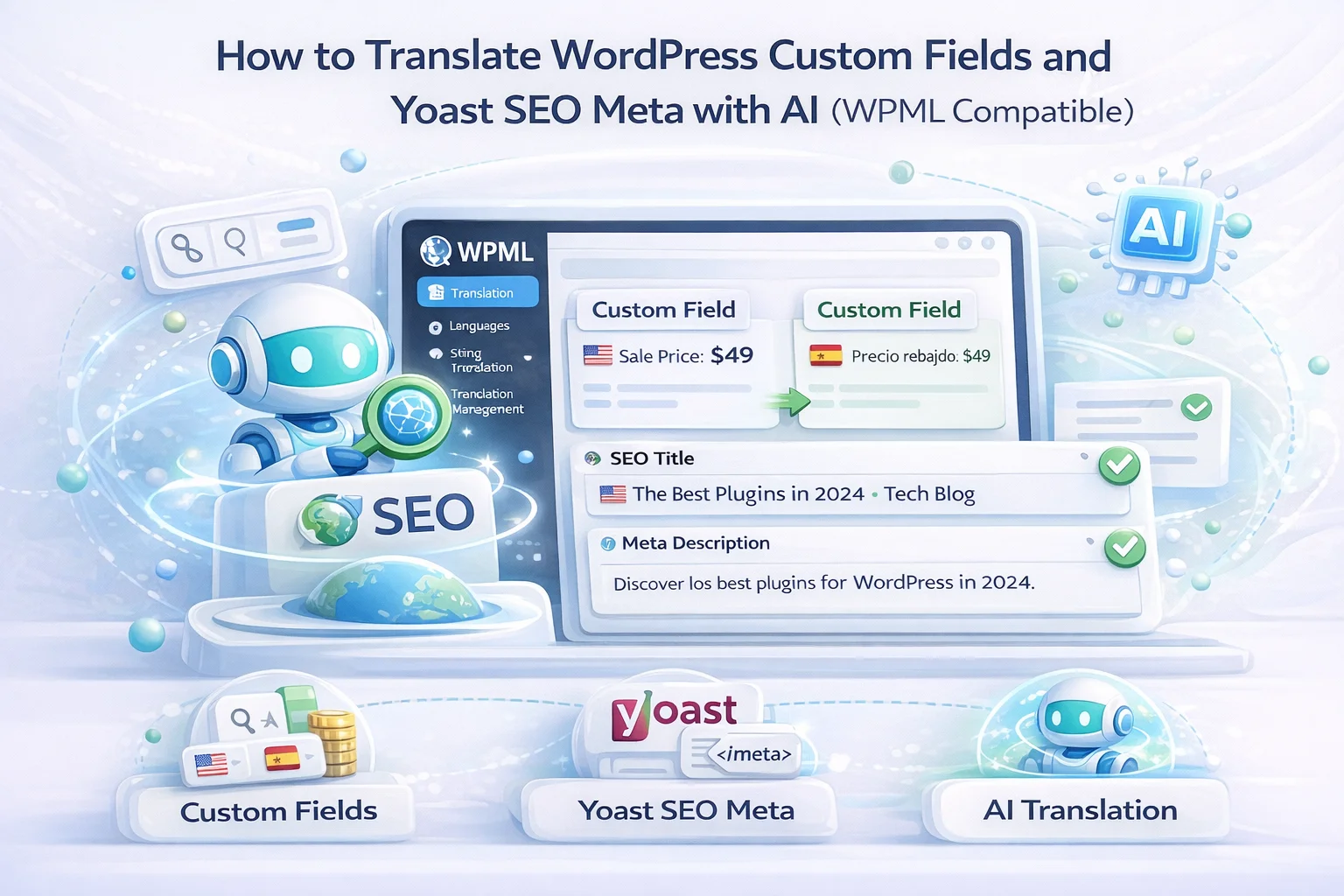 How to Translate WordPress Custom Fields and Yoast SEO Meta with AI (WPML Compatible) 1 How to translate WordPress custom fields and Yoast SEO meta titles and descriptions with AI translation through WPML in 2026