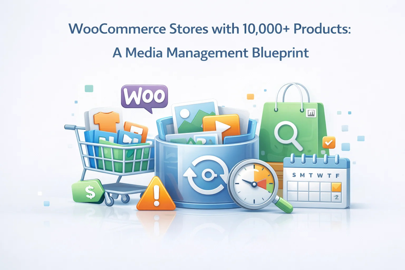 WooCommerce store with 10000 plus products media management blueprint showing FTP storage CDN delivery and bulk import workflow for large catalog operations