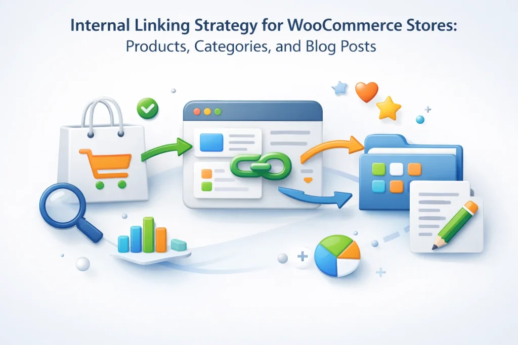 Internal linking strategy diagram for WooCommerce