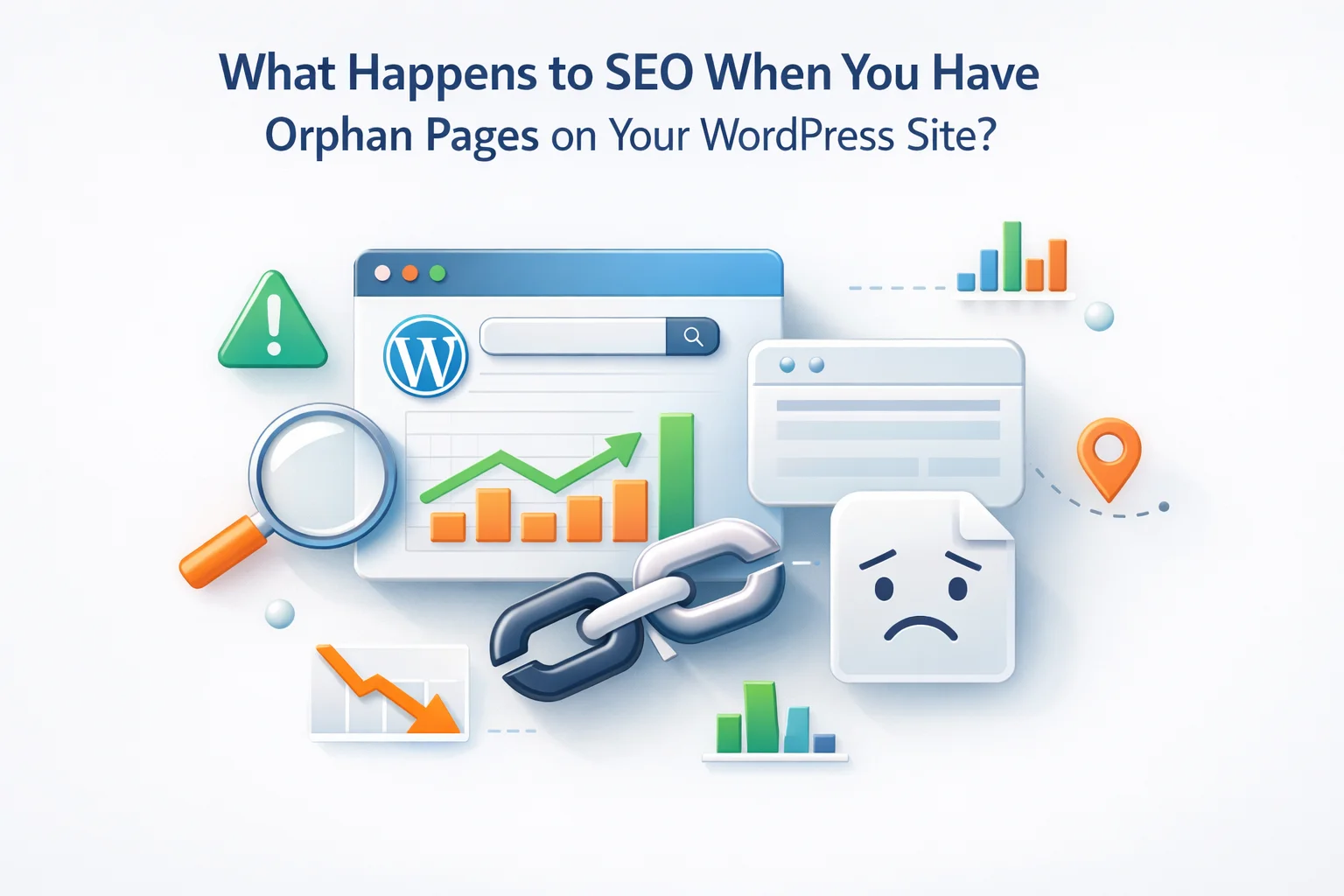 What happens to SEO when you have orphan pages on WordPress showing impact on crawl efficiency topical authority PageRank distribution indexation and ranking performance with recovery approach 2026