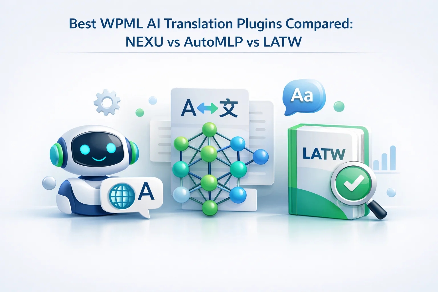 Best WPML AI Translation Plugins Compared: NEXU vs AutoMLP vs LATW (2026) 1 Best WPML AI translation plugins compared in 2026 – NEXU AI Auto Translator vs AutoMLP vs Language Addon for Translation Workflow side by side review
