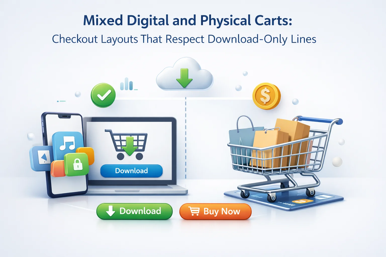 WooCommerce mixed digital and physical cart checkout layout respecting download-only lines without irrelevant shipping fields 2026