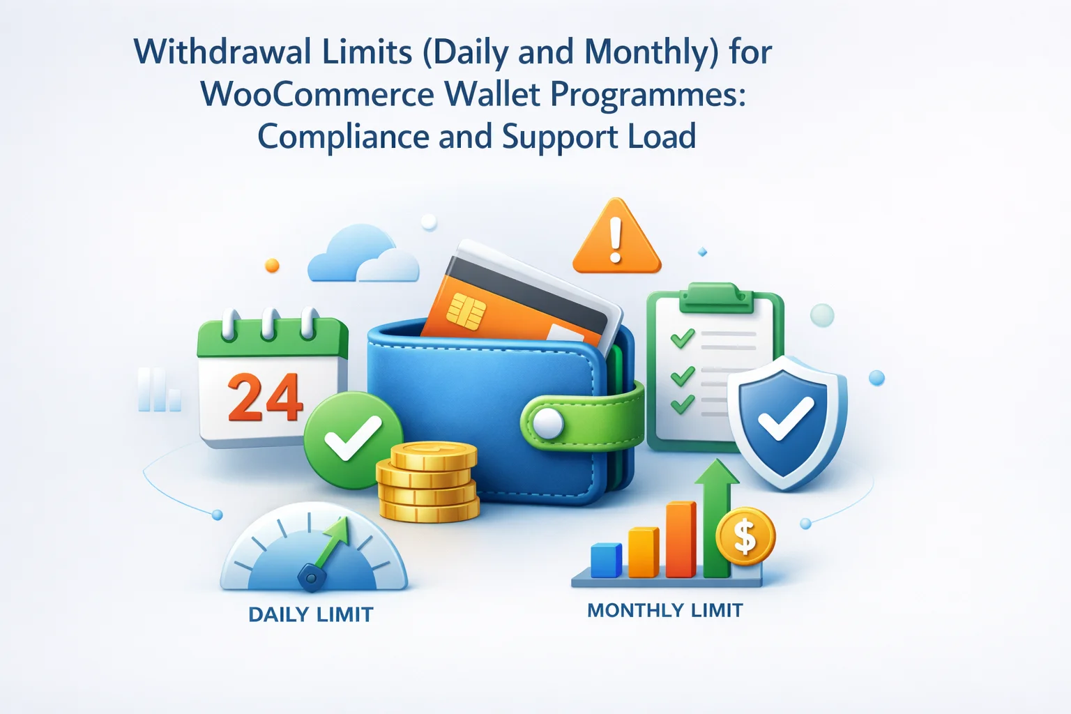 Withdrawal Limits (Daily and Monthly) for WooCommerce Wallet Programmes:Compliance and Support Load 1 WooCommerce wallet programme featured image illustrating daily and monthly withdrawal limits compliance support load and dashboard queue for Nexu Smart Wallet withdrawal governance 2026