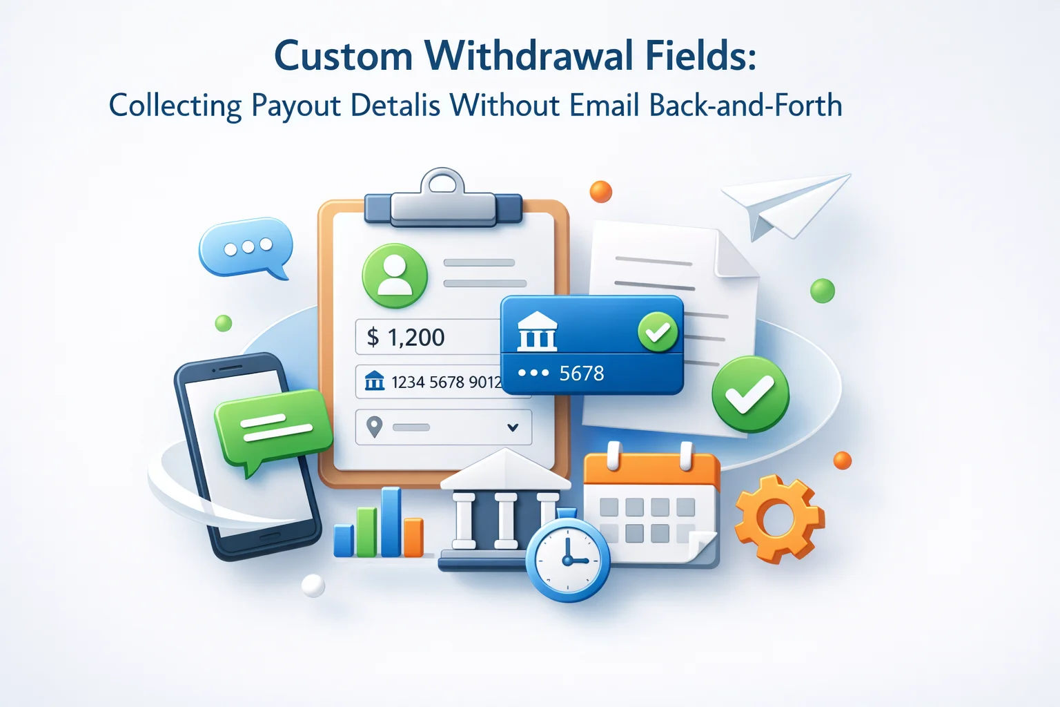 WooCommerce wallet withdrawal featured image showing custom payout fields collecting IBAN bank details and structured metadata without email back and forth for Nexu Smart Wallet merchants 2026