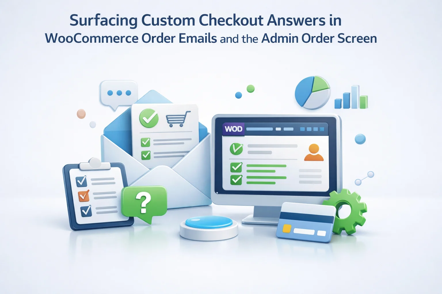 WooCommerce custom checkout answers surfaced in order confirmation emails and admin order screen for operations teams 2026