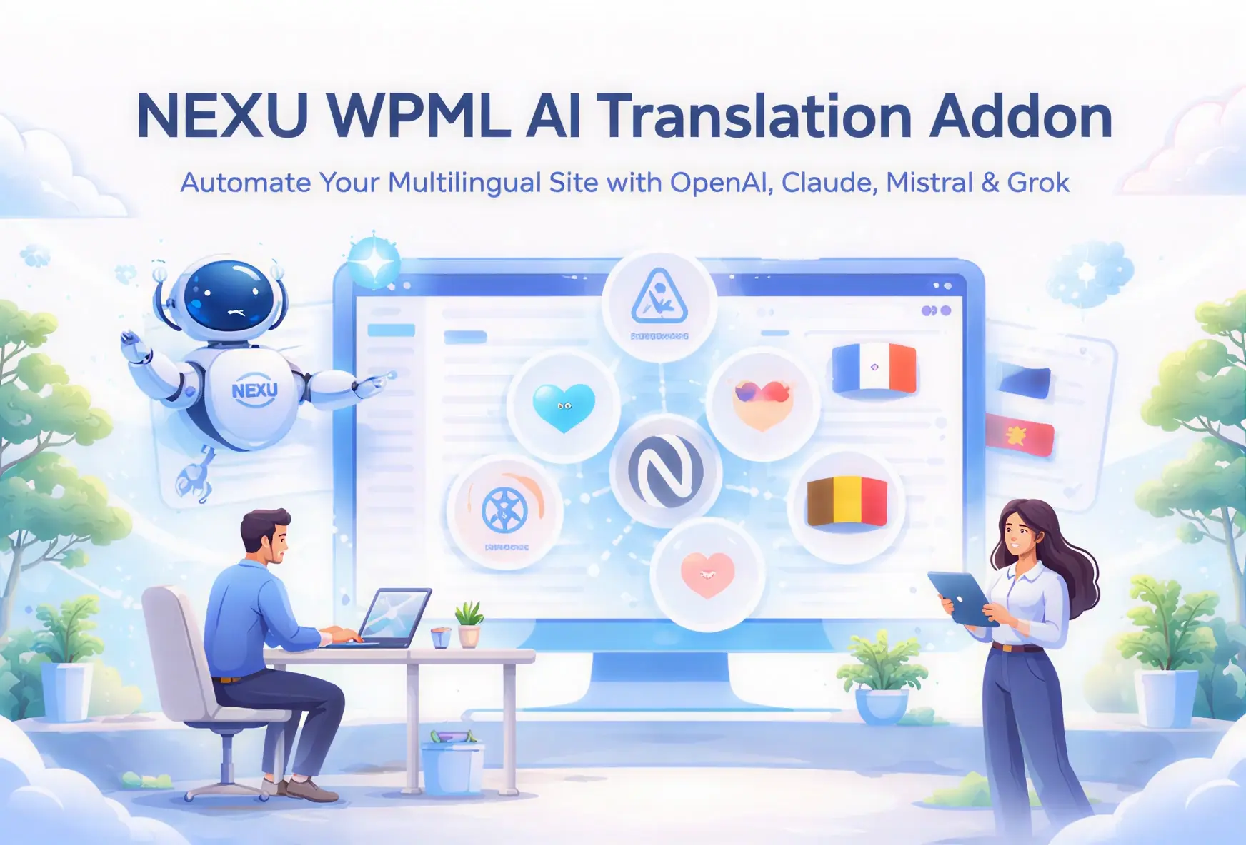 Best WPML AI Translation Plugins Compared: NEXU vs AutoMLP vs LATW (2026) 7 NEXU WPML AI Auto Translator in action showing automated translation workflow processing WPML jobs in real time with background queue