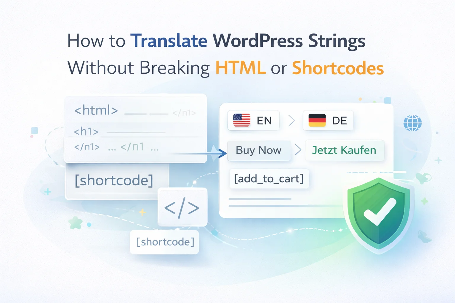 How to Translate WordPress Strings Without Breaking HTML or Shortcodes 1 How to translate WordPress strings without breaking HTML tags, shortcodes or printf placeholders – complete developer guide 2026